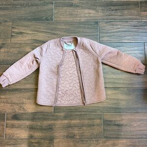 Wheat Quilted Kids' Puffer Jacket in Dusty Rose